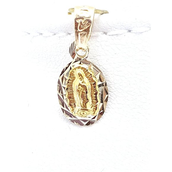 14k REAL GOLD Oval Guadalupe Scapular Pendant - Picture 2 of 3